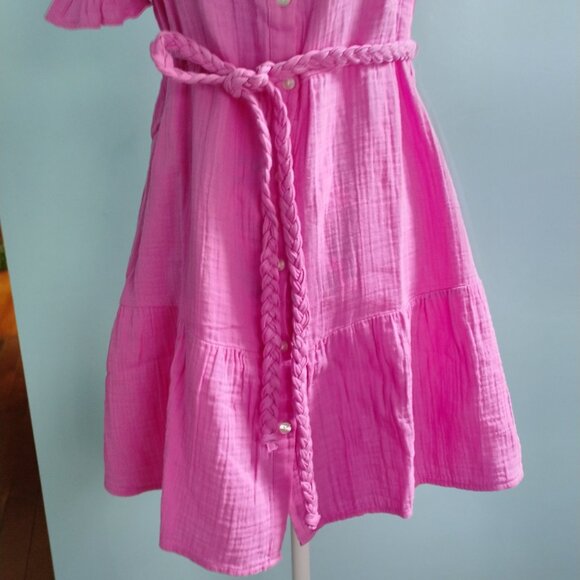 Hot Pink Cotton Gauze Mini-Dress NWT fits like XS - Picture 4 of 10